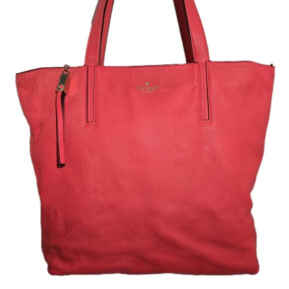 Kate Spade Elliot Grey Street Leather Tote Bag Purse In Hot Rose Pink Large - Picture 2 of 13